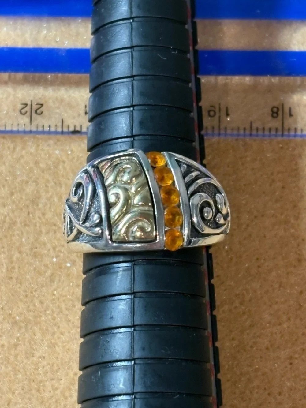 Sterling and 18k gold ring with citrine - Picture 8 of 10